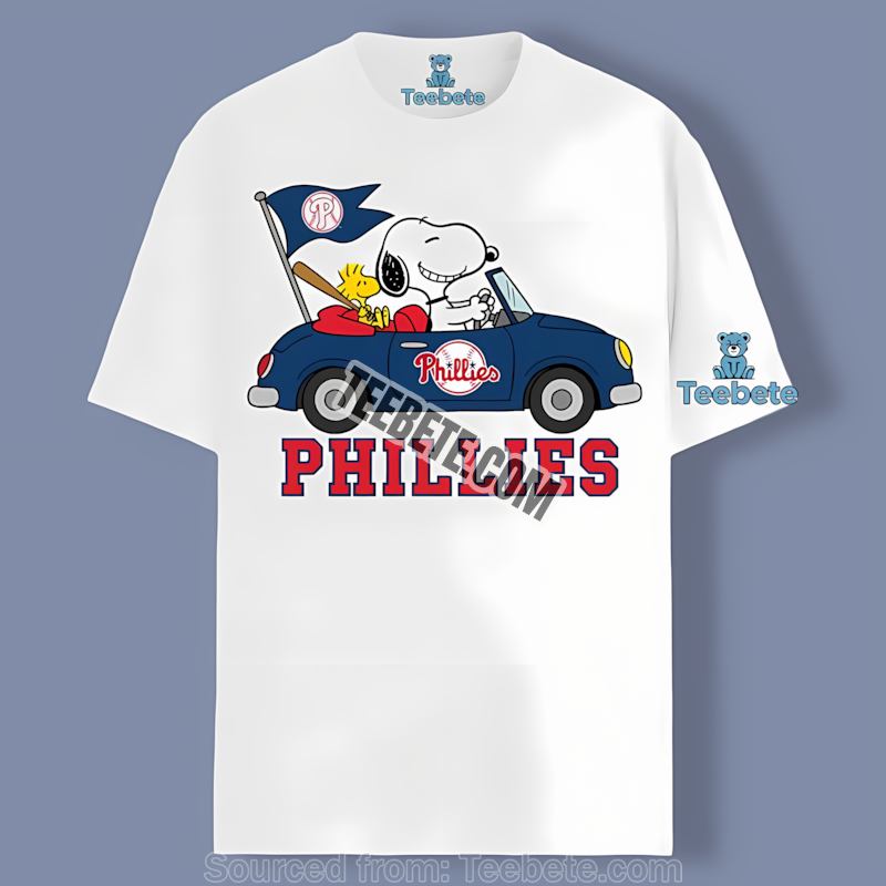 Philadelphia Phillies Snoopy Driving Car Cotton Shirt
