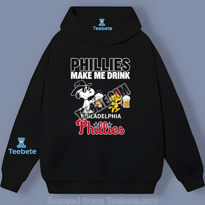 Philadelphia Phillies Snoopy Make Me Drink Hoodie Philadelphia Phillies Snoopy Make Me Drink Hoodie