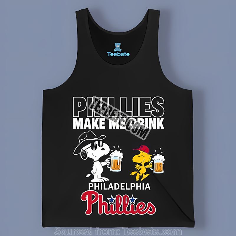 Philadelphia Phillies Snoopy Make Me Drink Tanktop Philadelphia Phillies Snoopy Make Me Drink Tanktop