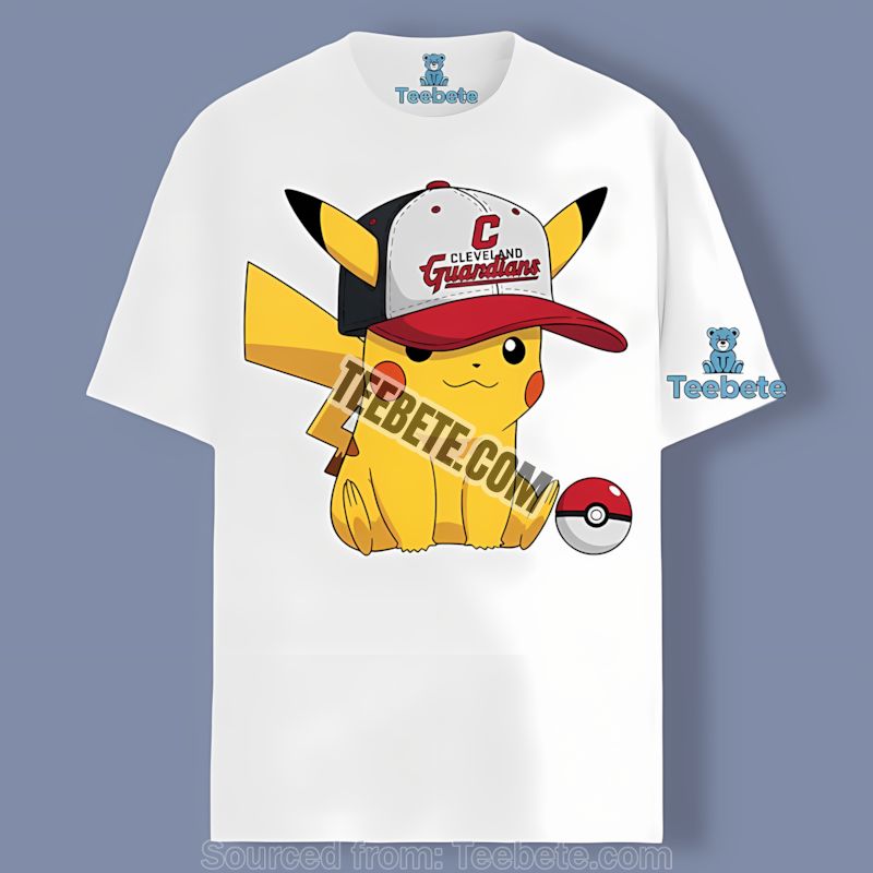 Pikachu Wearing Cleveland Guardians Hat Shirt
