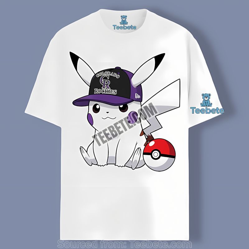 Pikachu Wearing Colorado Rockies Hat Shirt