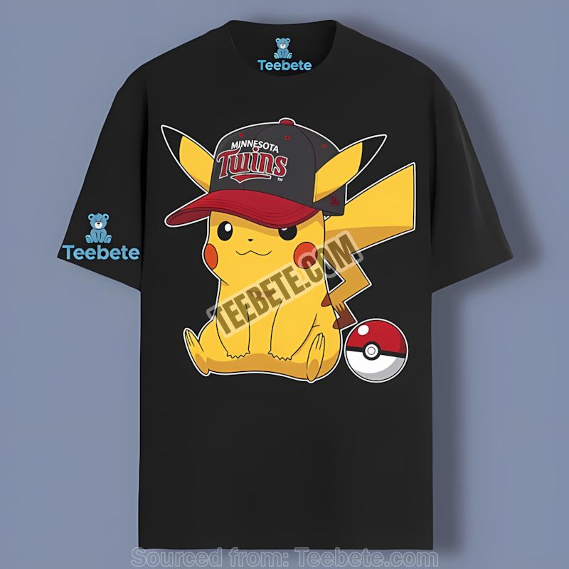 Pikachu Wearing Minnesota Twins Hat Color Shirt
