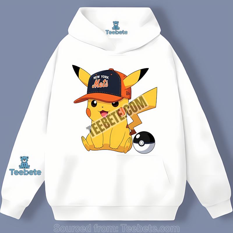 Pikachu Wearing New York Mets Hat Color Hoodie Pikachu Wearing New York Mets Hat Color Hoodie
