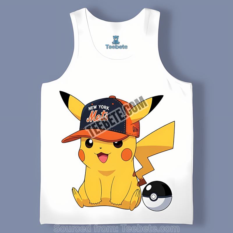 Pikachu Wearing New York Mets Hat Color Tanktop Pikachu Wearing New York Mets Hat Color Tanktop