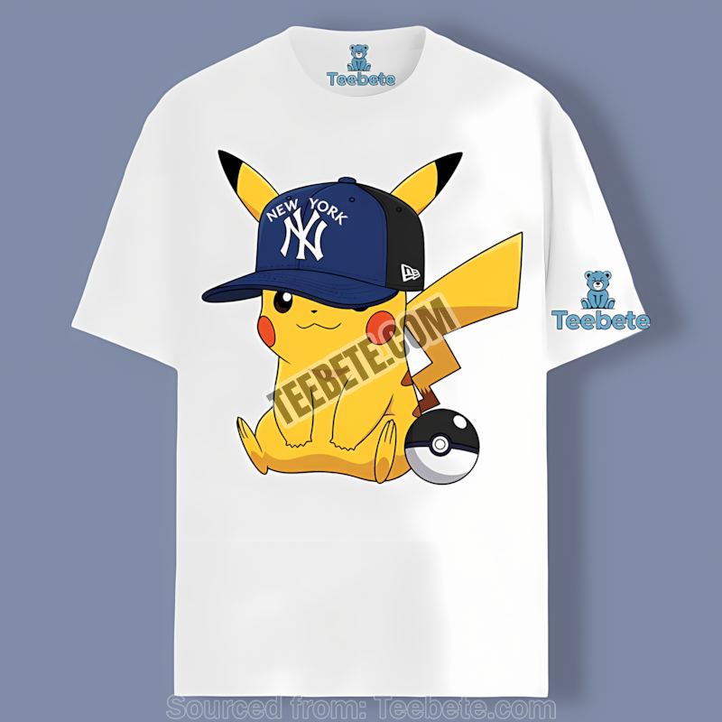Pikachu Wearing New York Yankees Hat Classic Shirt Anime Fans