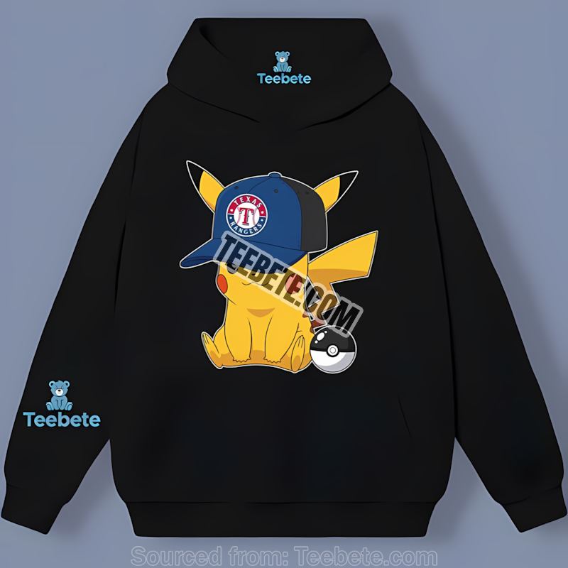 Pikachu Wearing Texas Rangers Hat Trendy Hoodie Pikachu Wearing Texas Rangers Hat Trendy Hoodie