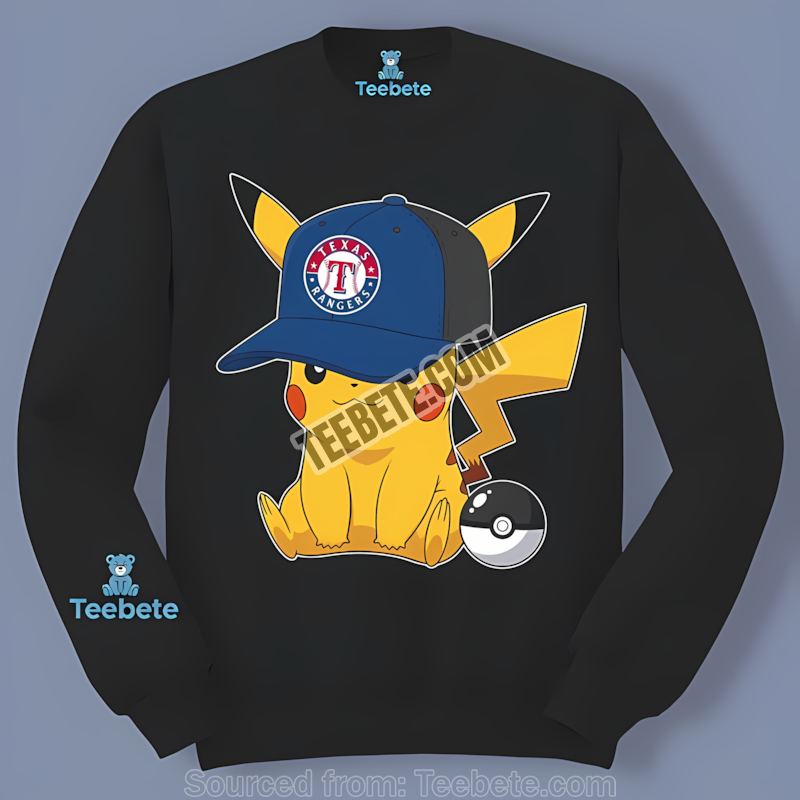 Pikachu Wearing Texas Rangers Hat Trendy Long Sleeve Pikachu Wearing Texas Rangers Hat Trendy Long Sleeve