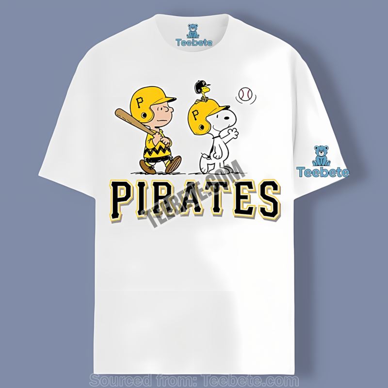 Pittsburgh Pirates Charlie Brown And Snoopy Play Together Sports Shirt