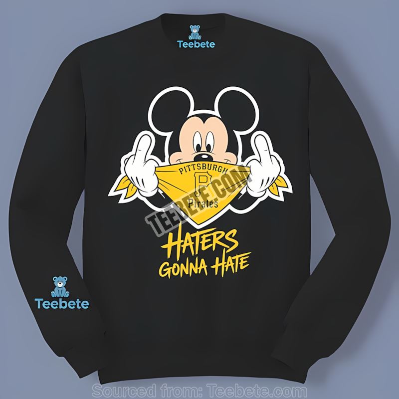 Pittsburgh Pirates Mickey Haters Gonna Hate Color Long Sleeve Pittsburgh Pirates Mickey Haters Gonna Hate Color Long Sleeve