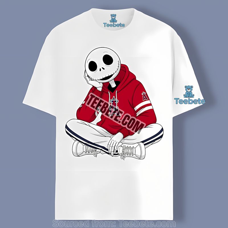 Relaxed Jack Skellington Los Angeles Angels Hoodie Shirt Sports Style
