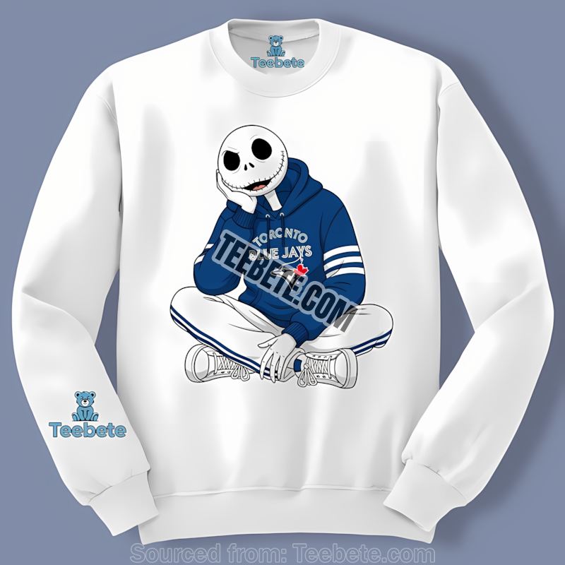 Relaxed Jack Skellington Toronto Blue Jays Hoodie Trendy Long Sleeve Relaxed Jack Skellington Toronto Blue Jays Hoodie Trendy Long Sleeve