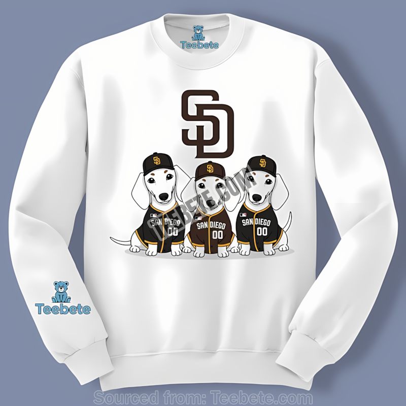 San Diego Padres Dachshund Dog Cotton Long Sleeve San Diego Padres Dachshund Dog Cotton Long Sleeve