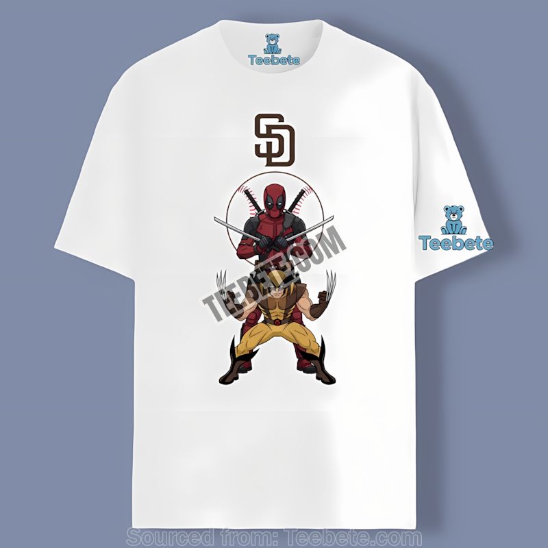 San Diego Padres Deadpool Wolverine Crossover Color Shirt