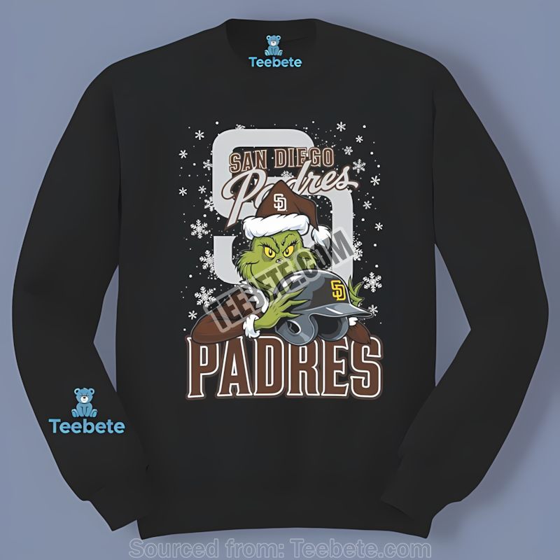 San Diego Padres Grinch Helmet Holding Trendy Long Sleeve San Diego Padres Grinch Helmet Holding Trendy Long Sleeve