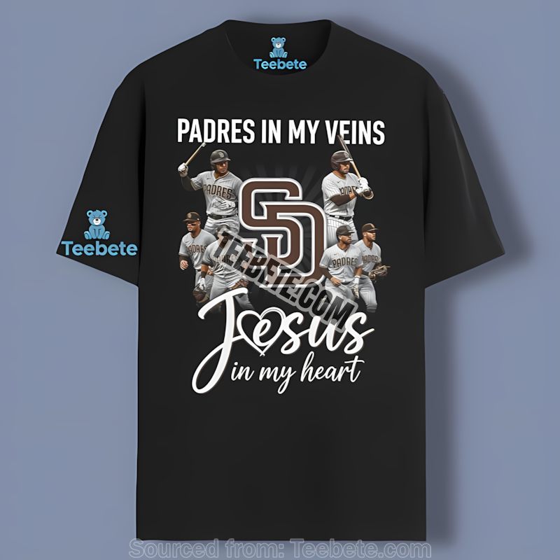 San Diego Padres In My Veins Jesus In My Heart Graphic Shirt