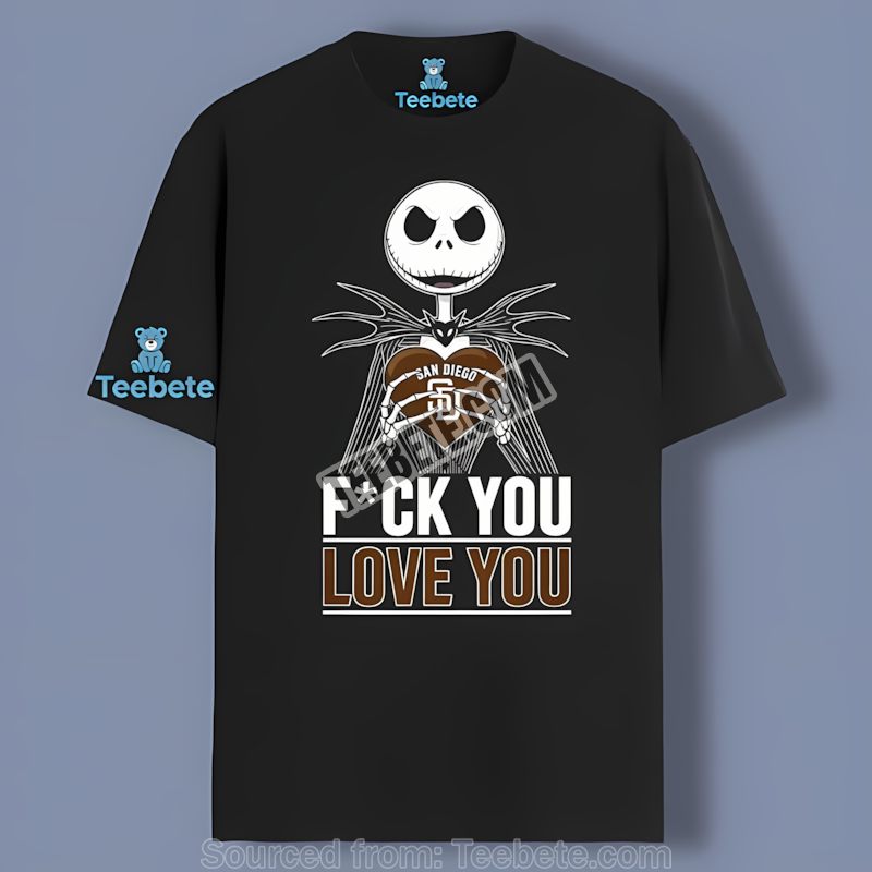 San Diego Padres Jack Skellington Heart Retro Shirt