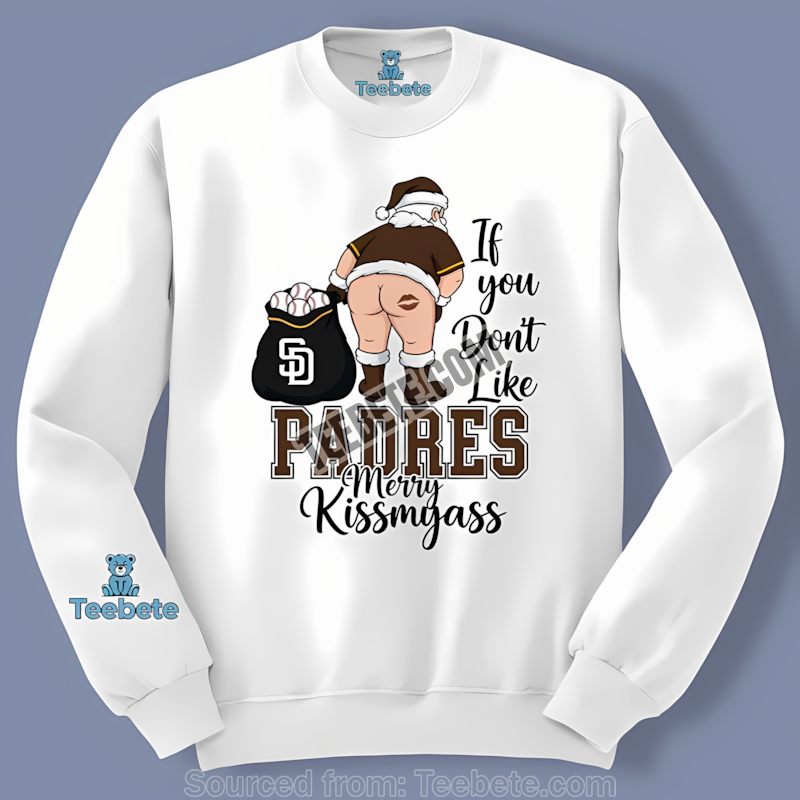 San Diego Padres Merry Kiss My Ass Santa Retro Long Sleeve San Diego Padres Merry Kiss My Ass Santa Retro Long Sleeve