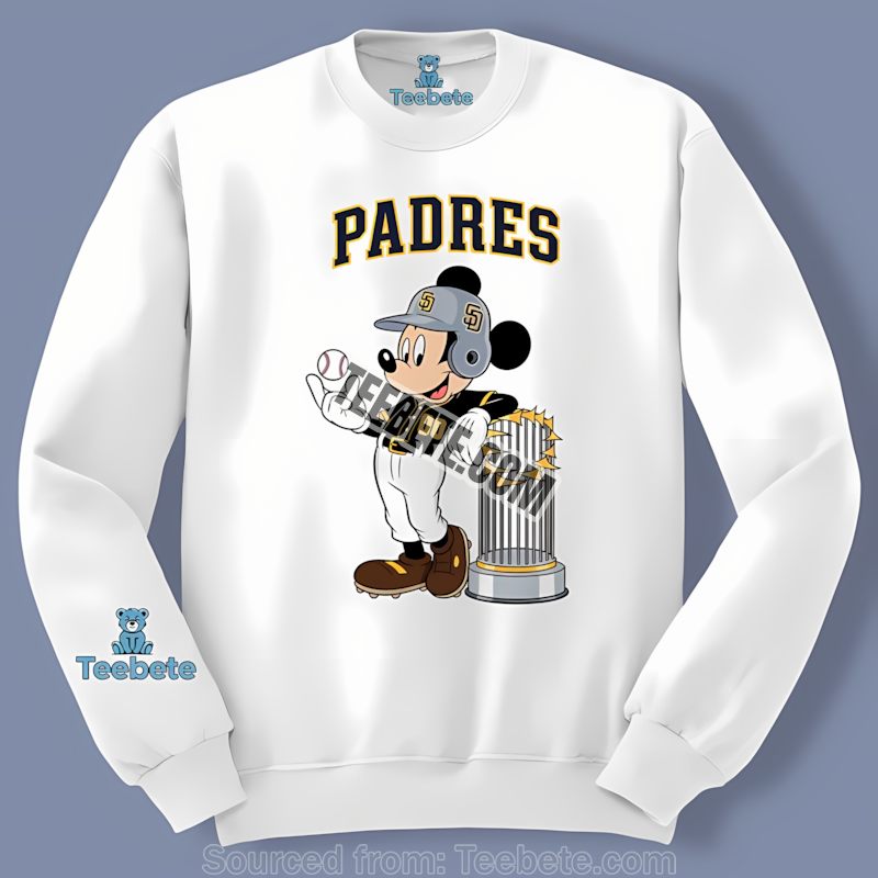 San Diego Padres Mickey Baseball Bat Cartoon Unisex Long Sleeve San Diego Padres Mickey Baseball Bat Cartoon Unisex Long Sleeve
