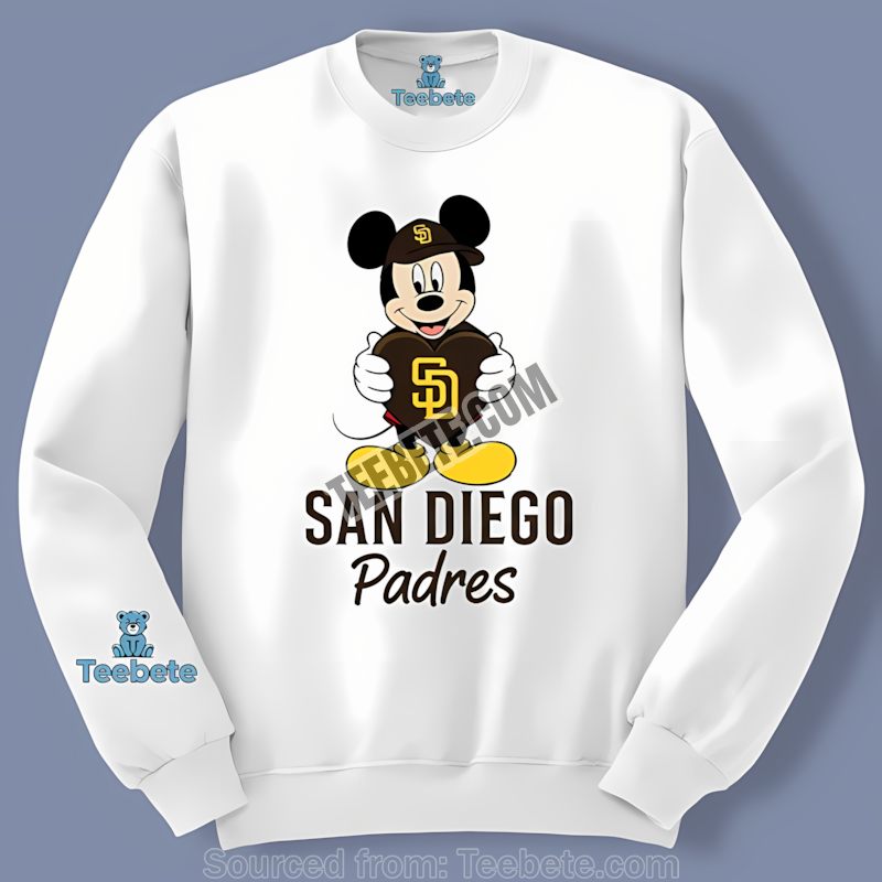 San Diego Padres Mickey Heart Classic Long Sleeve San Diego Padres Mickey Heart Classic Long Sleeve
