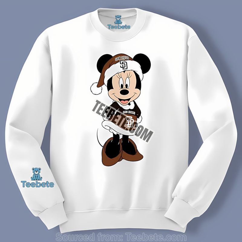 San Diego Padres Minnie Mouse Christmas Sports Long Sleeve San Diego Padres Minnie Mouse Christmas Sports Long Sleeve