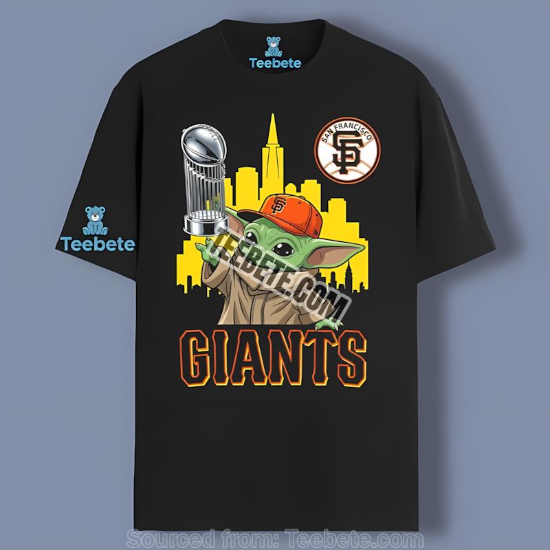San Francisco Giants Baby Yoda Holding World Series Trophy Regular Shirt