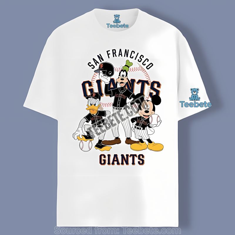 San Francisco Giants Disney Characters Mickey Donald Goofy Adults Shirt