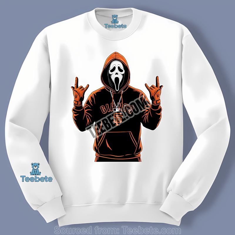 San Francisco Giants Ghostface Spooky Halloween Adults Long Sleeve San Francisco Giants Ghostface Spooky Halloween Adults Long Sleeve
