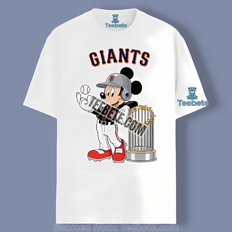 San Francisco Giants Mickey Baseball Bat Cartoon Cotton Shirt