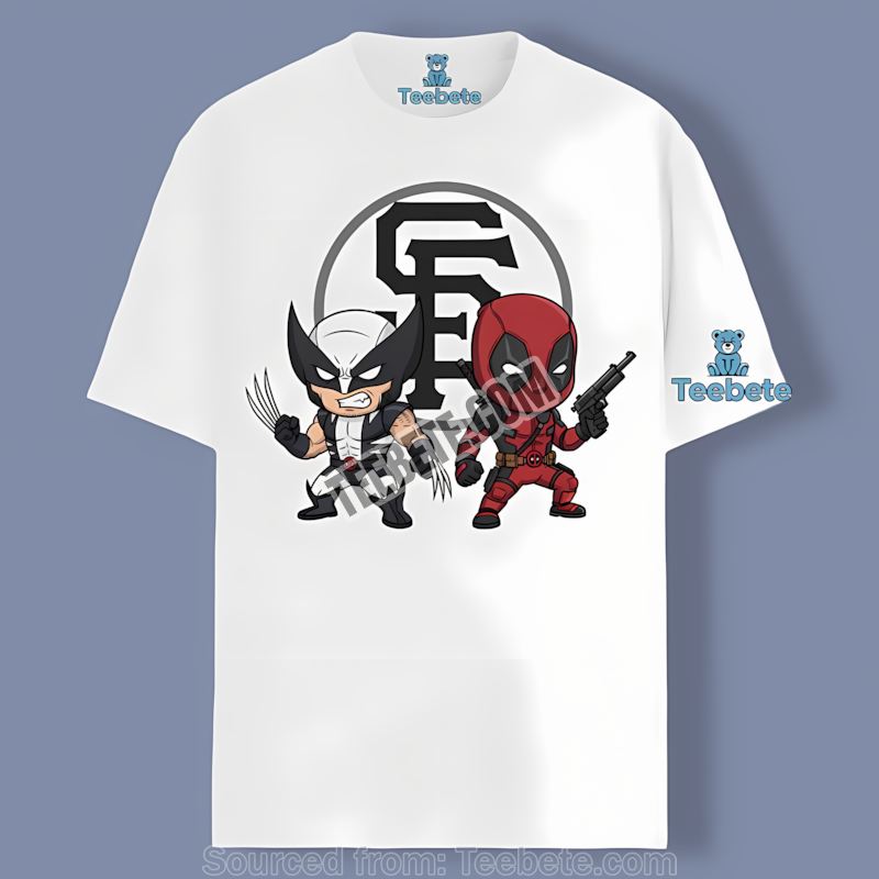 San Francisco Giants Wolverine Deadpool Superhero Adults Shirt