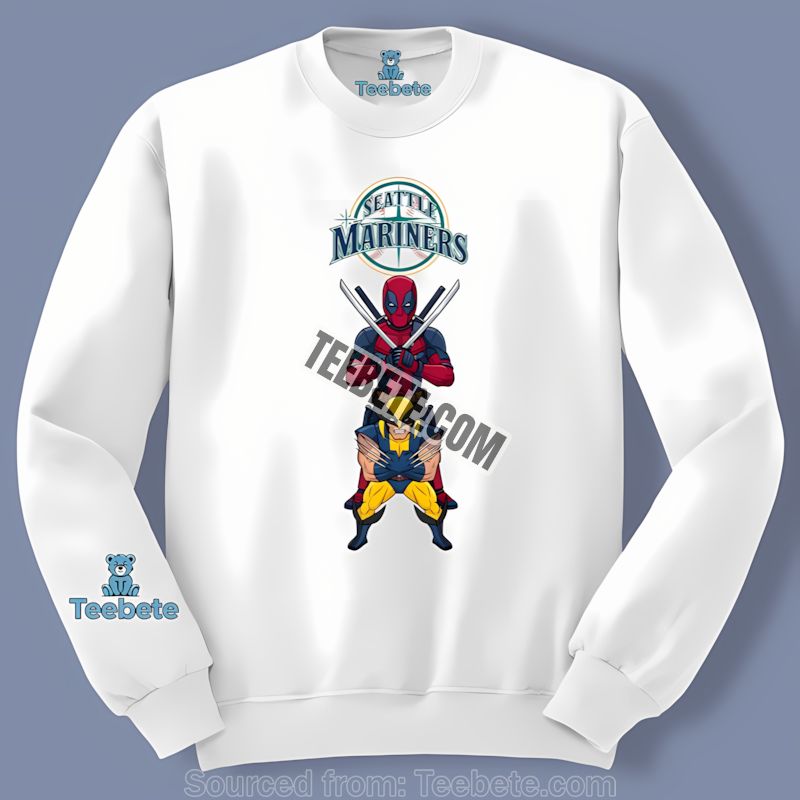 Seattle Mariners Deadpool Wolverine Crossover Retro Long Sleeve Seattle Mariners Deadpool Wolverine Crossover Retro Long Sleeve