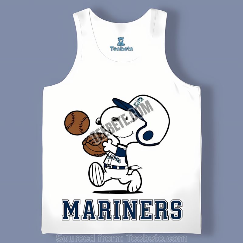 Seattle Mariners Snoopy Baseball Running Tanktop Seattle Mariners Snoopy Baseball Running Tanktop