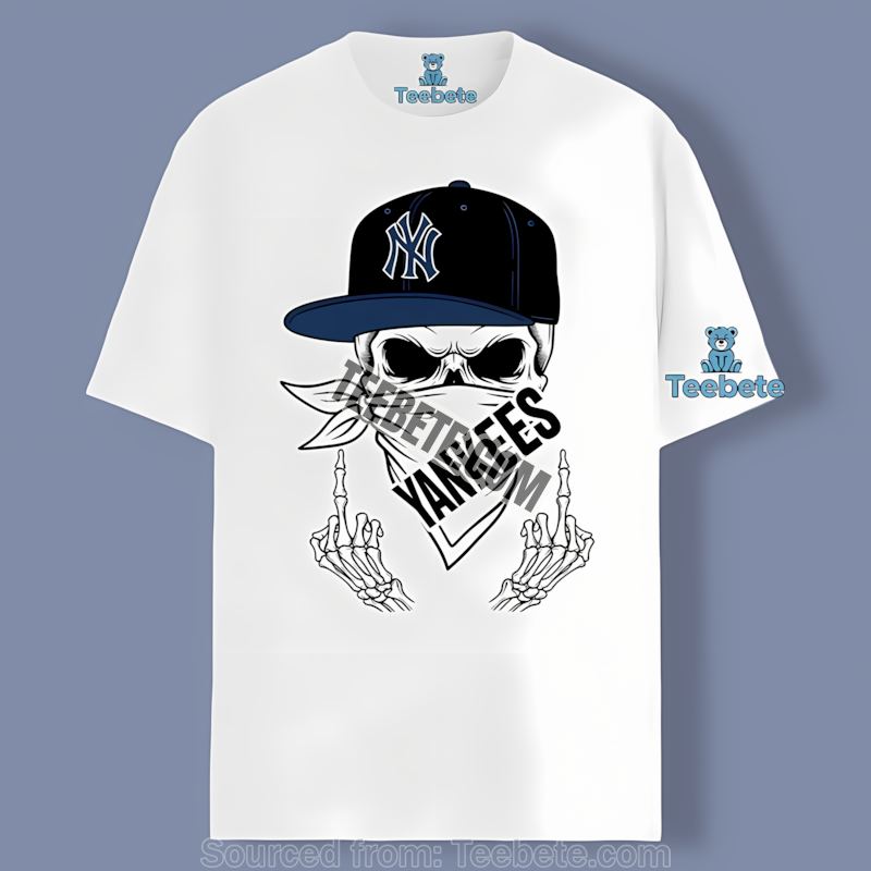 Skull Middle Finger New York Yankees Regular Shirt Rebel Style