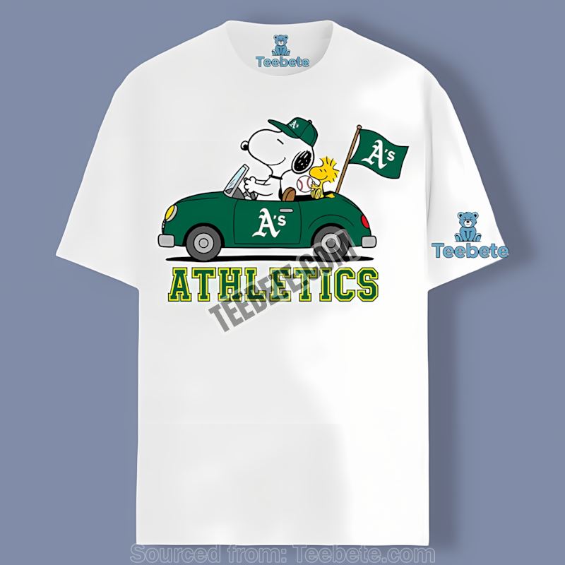 Snoopy Driving Car Oakland Athletics Regular Shirt