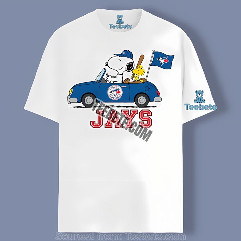 Snoopy Driving Car Toronto Blue Jays Cotton Shirt