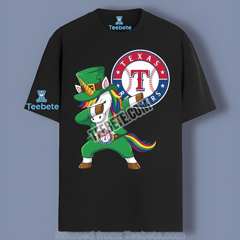 St Patricks Day Unicorn Dabs With Texas Rangers Energy Shirt