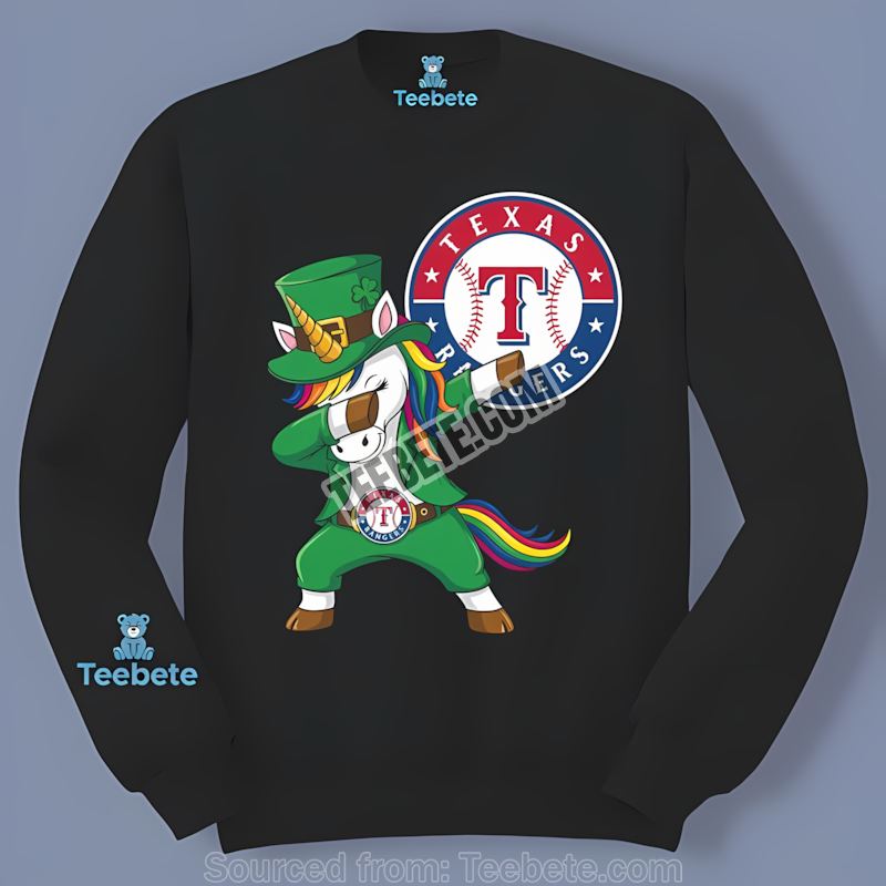 St Patricks Day Unicorn Dabs With Texas Rangers Energy Long Sleeve St Patricks Day Unicorn Dabs With Texas Rangers Energy Long Sleeve