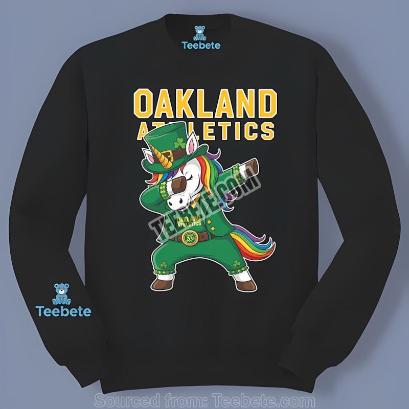 St Patricks Day Vs Dabbing Unicorn Oakland Athletics Cotton Long Sleeve St Patricks Day Vs Dabbing Unicorn Oakland Athletics Cotton Long Sleeve