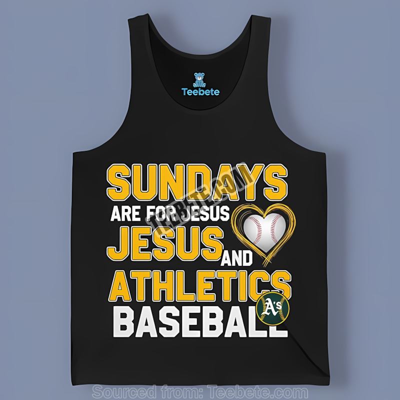 Sundays Are For Jesus And Baseball Oakland Athletics Cotton Tanktop Sundays Are For Jesus And Baseball Oakland Athletics Cotton Tanktop