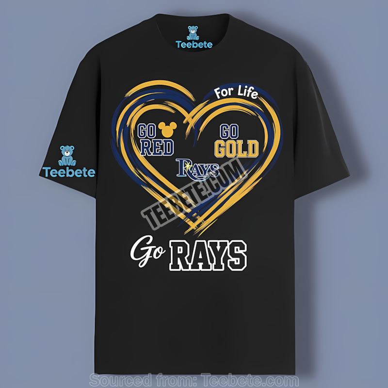 Tampa Bay Rays Heart Go Red Go Gold Support Unisex Shirt