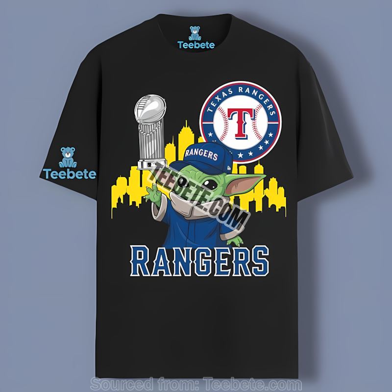 Texas Rangers Baby Yoda Holding World Series Trophy Cotton Shirt