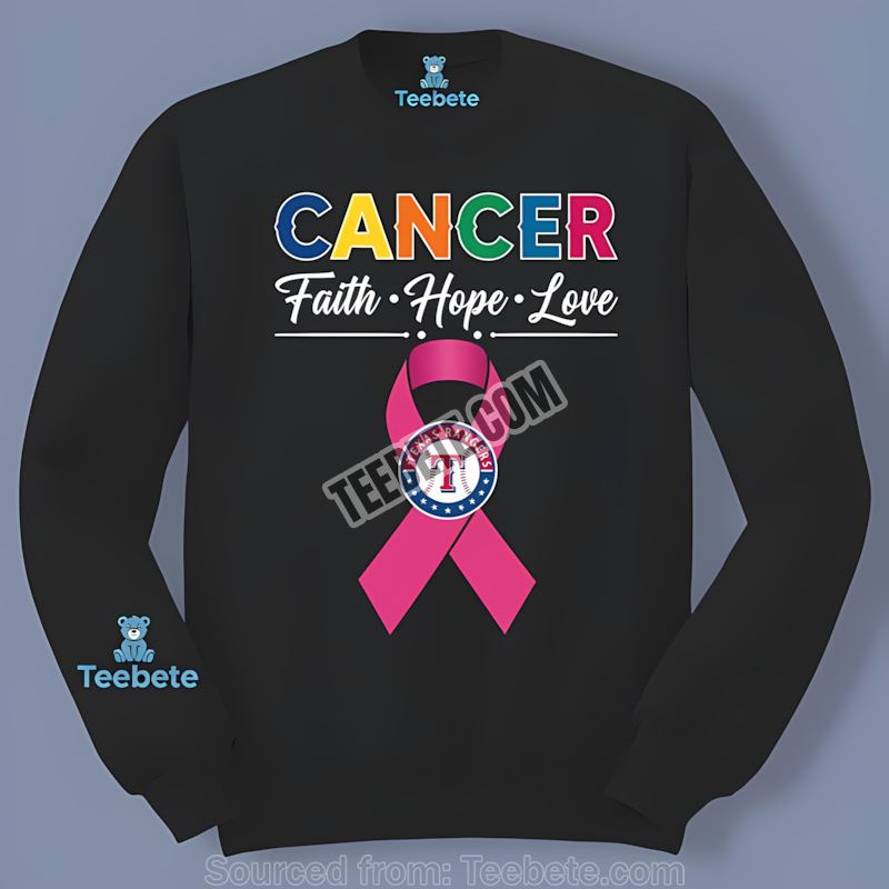 Texas Rangers Cancer Awareness Faith Hope Love Graphic Long Sleeve Texas Rangers Cancer Awareness Faith Hope Love Graphic Long Sleeve