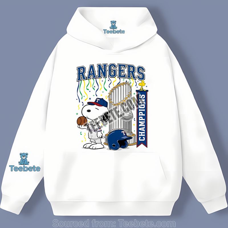 Texas Rangers Champions Snoopy World Series Celebration Hoodie Texas Rangers Champions Snoopy World Series Celebration Hoodie