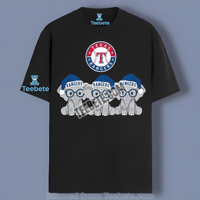 Texas Rangers Christmas Elephants Decorated Tree Graphic Shirt