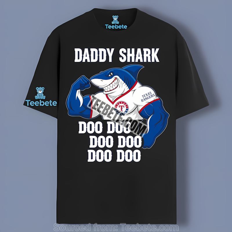 Texas Rangers Daddy Shark Baseball Theme Vintage Shirt
