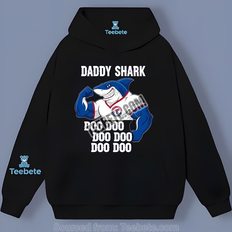 Texas Rangers Daddy Shark Baseball Theme Vintage Hoodie Texas Rangers Daddy Shark Baseball Theme Vintage Hoodie