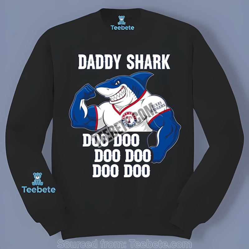 Texas Rangers Daddy Shark Baseball Theme Vintage Long Sleeve Texas Rangers Daddy Shark Baseball Theme Vintage Long Sleeve