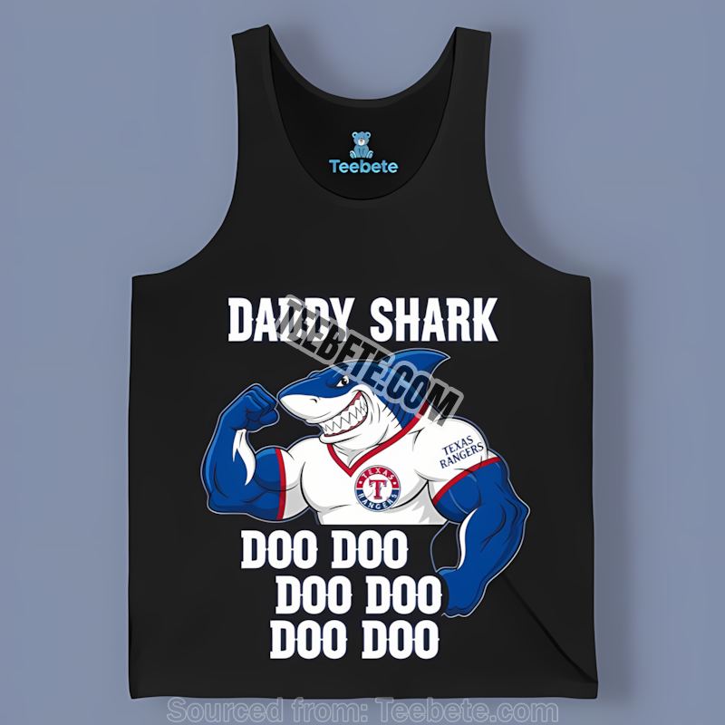 Texas Rangers Daddy Shark Baseball Theme Vintage Tanktop Texas Rangers Daddy Shark Baseball Theme Vintage Tanktop