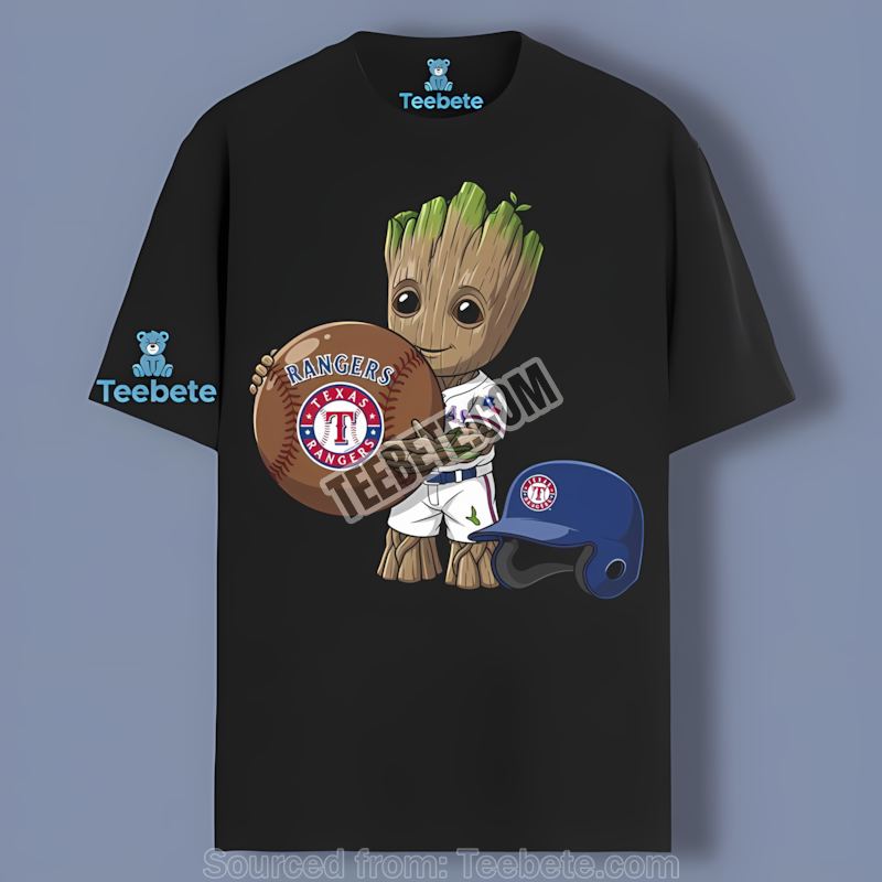 Texas Rangers Groot Holding Bat Baseball Graphic Shirt