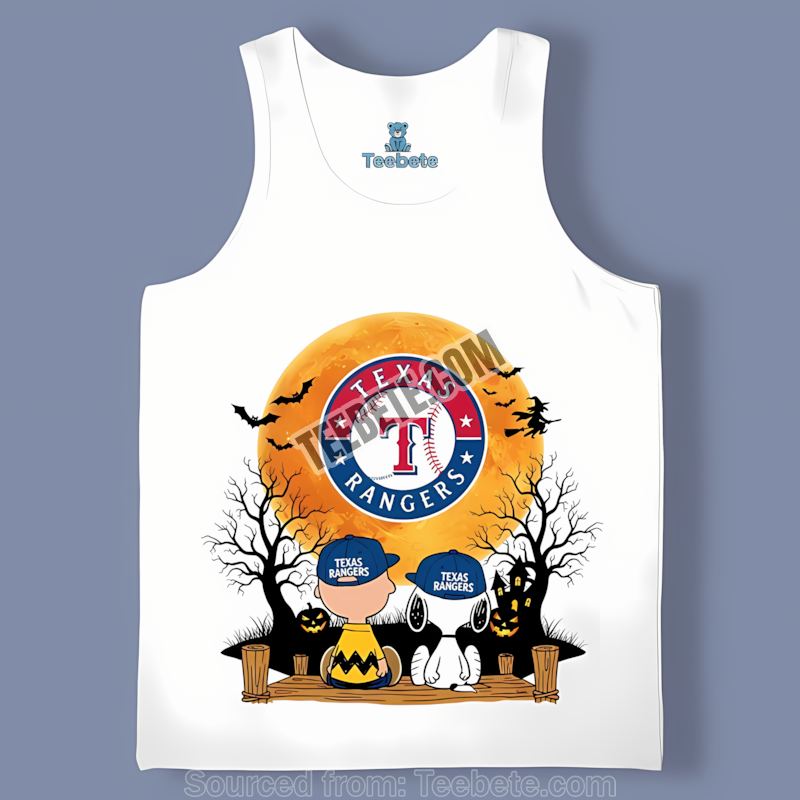 Texas Rangers Halloween Charlie Brown Snoopy Baseball Tanktop Texas Rangers Halloween Charlie Brown Snoopy Baseball Tanktop