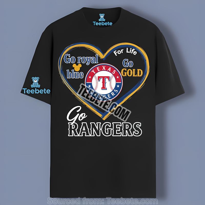 Texas Rangers Heart Go Royal Blue Go Gold Support Adults Shirt